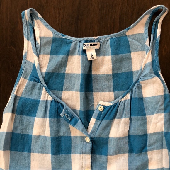 Old Navy blue checkered sleeveless top size XS - Picture 2 of 6